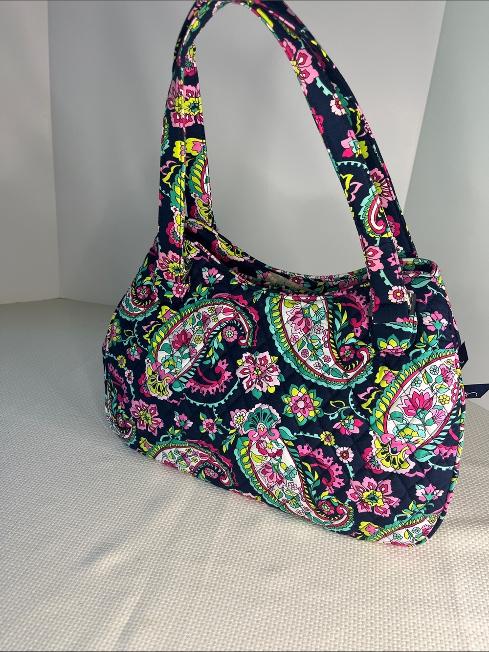 Vera Bradley Navy Multi-Color "Petal Paisley" retired large 3 section purse - Picture 13 of 17